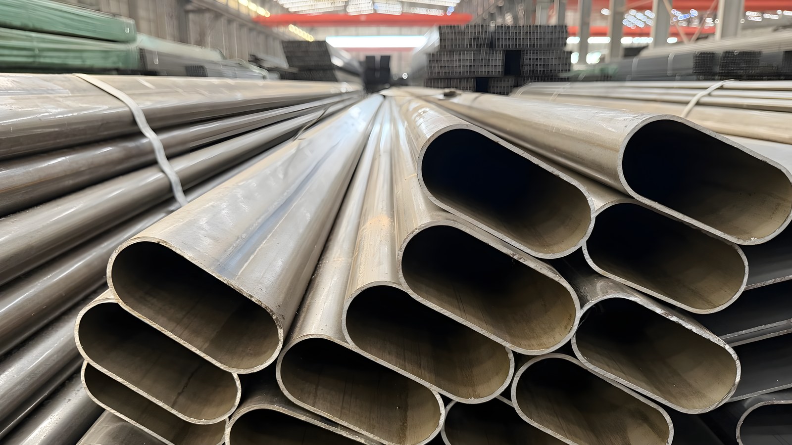 Oval tube 56×156, stacked bundles
