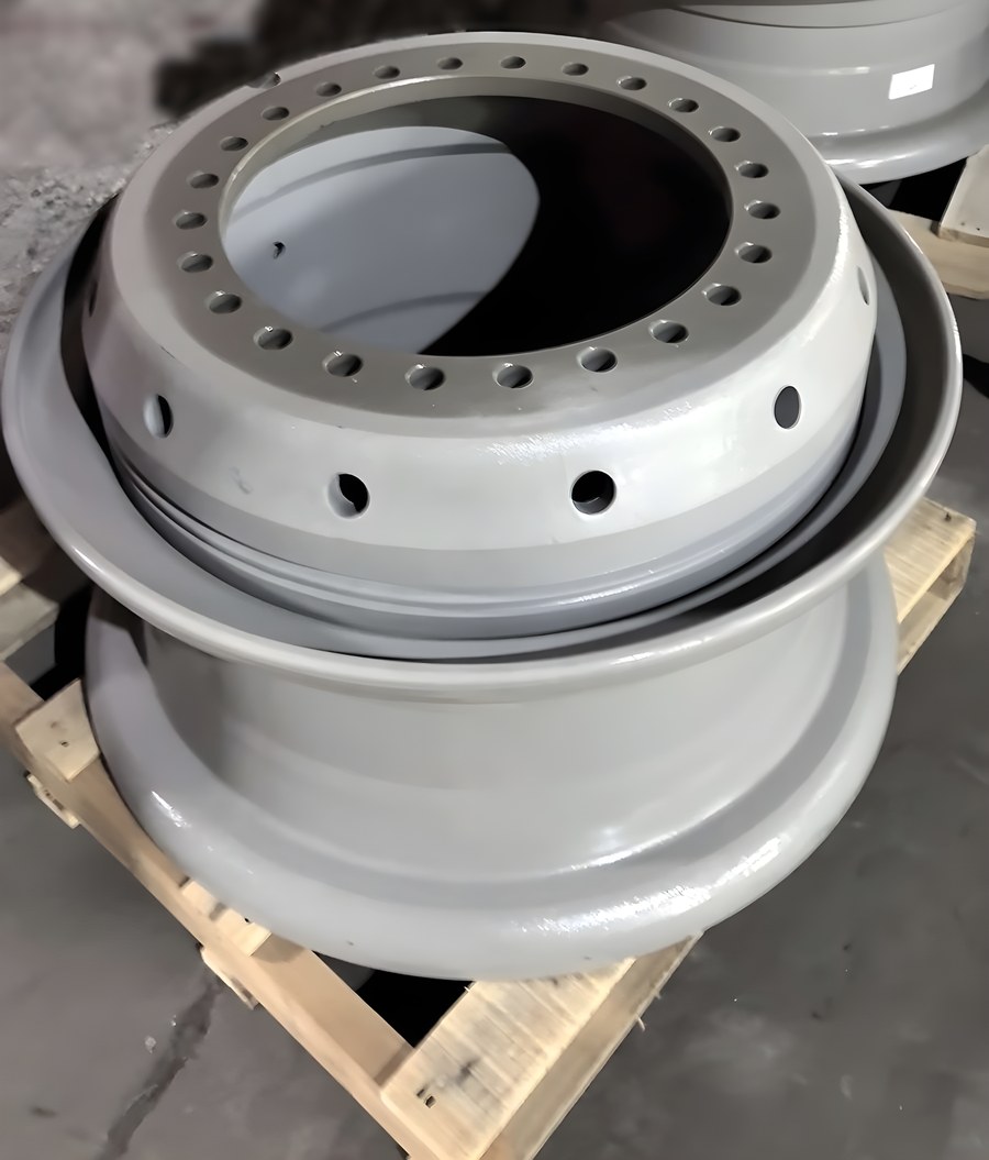 Cast mining truck wheel, finished